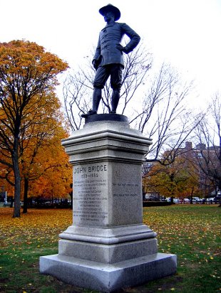 Harvard Square Cambridge Common John Bridge Statue- (medium sized photo)